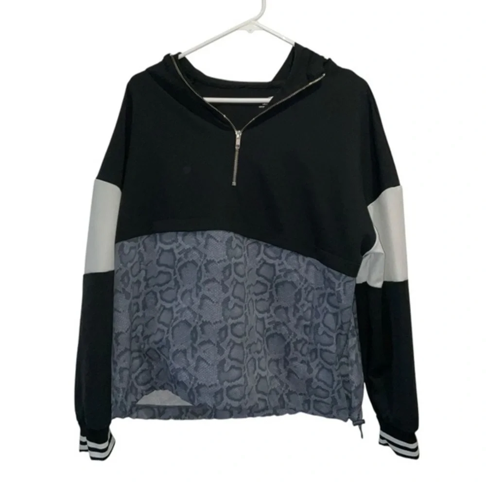 AVIA Colorblock Snake Print Quarter-Zip Hoodie Jacket | Size L - Picture 1 of 4
